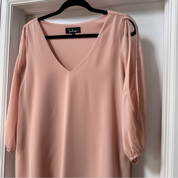Lulus Shifting Dears Peach Long Sleeve Dress Size Small - Picture 5 of 11